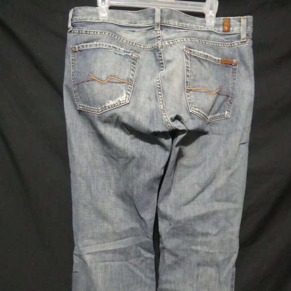 7 FOR ALL MANKIND | Bootcut | size 36 | Distressed Faded Blue Denim - Picture 13 of 16